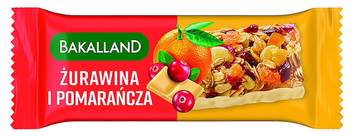 Baton zbożowy ba!, żurawina i pomarańcza, Bakalland, 40g