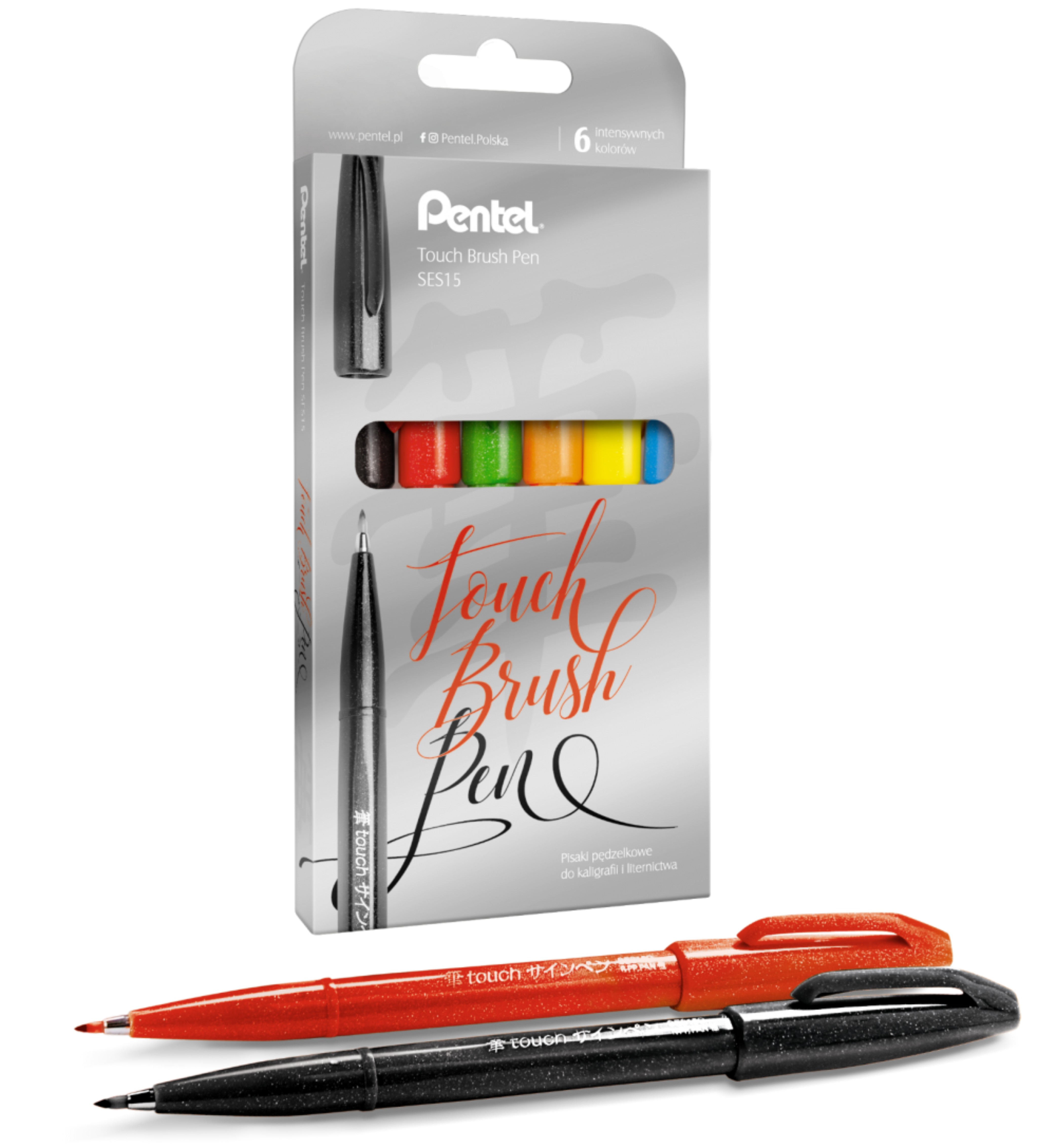 Pisaki pędzelkowe Pentel ses15 6 kolorów | eazbiuro.pl | Kup skutecznie!