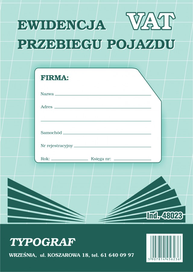 Druk ewidencji przebiegu pojazdu (nowa) Typograf | eazbiuro.pl | Kup od razu!