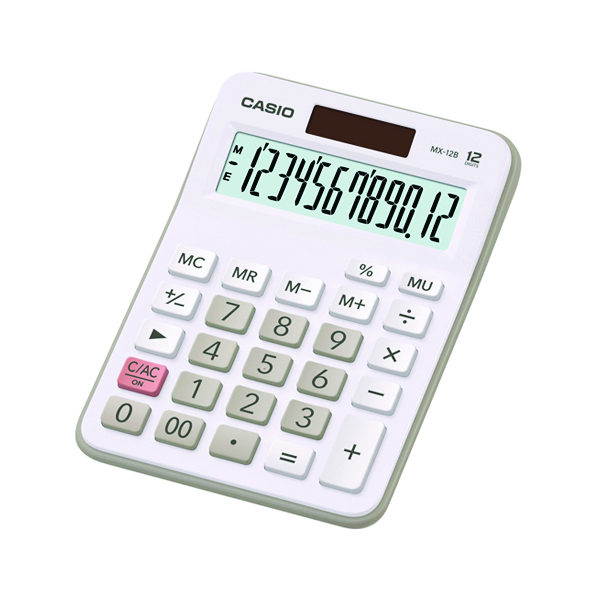 Kalkulator biurowy, Casio mx-12b-we,12-cyfrowy 106,5x147mm, biały Kalkulator biurowy, Casio mx-12b-we,12-cyfrowy 106,5x147mm, biały