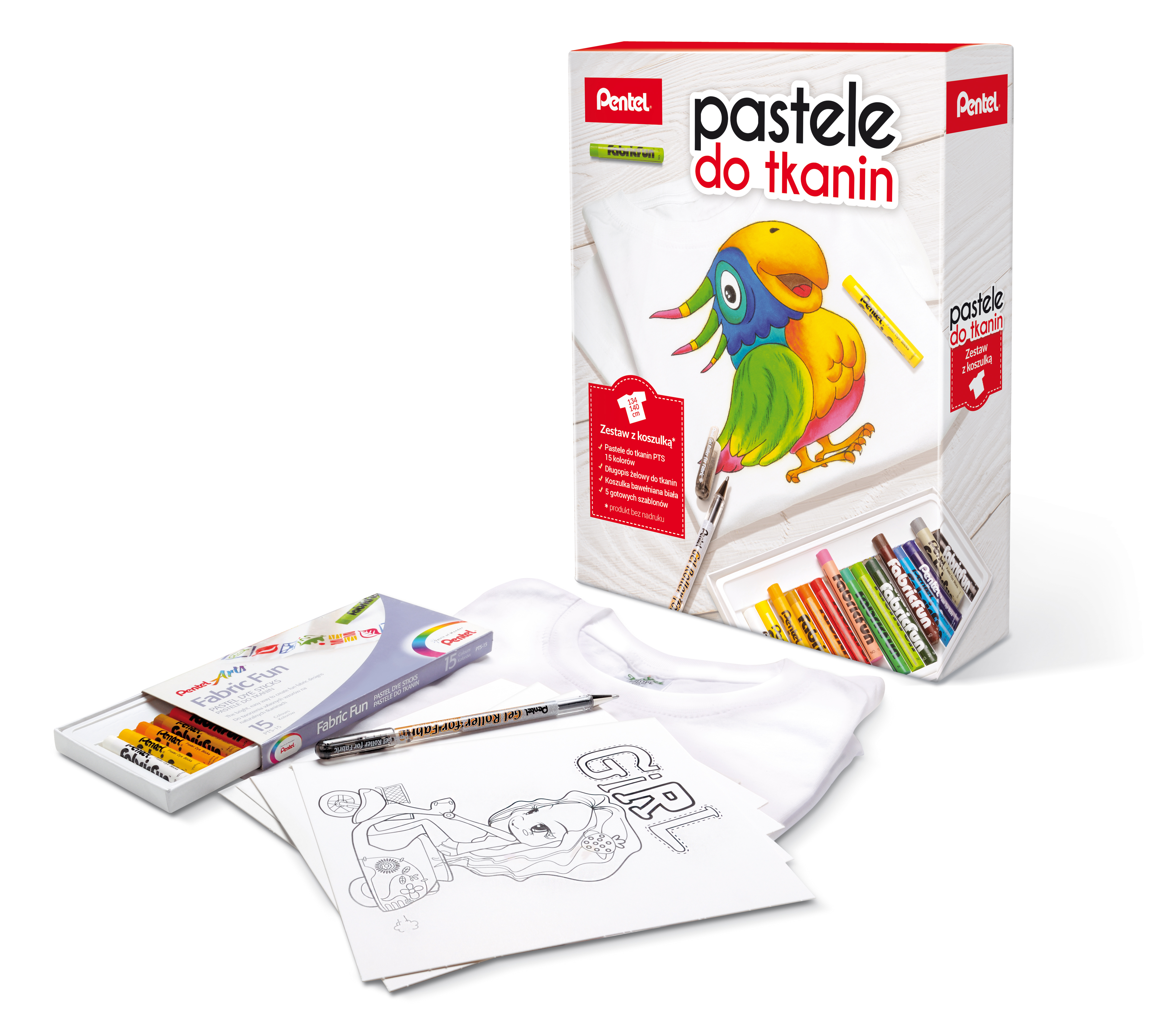 Pastele do tkanin Pentel pts zestaw z koszulką | eazbiuro.pl | Zamów od ręki!