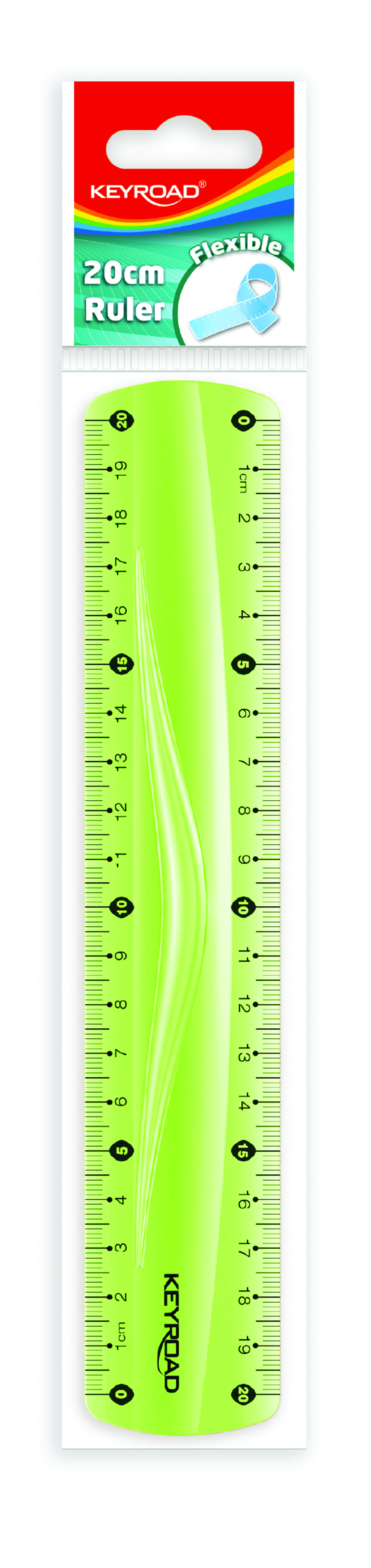 Linijka Keyroad, 20cm, elastyczna, zawieszka, różowa
