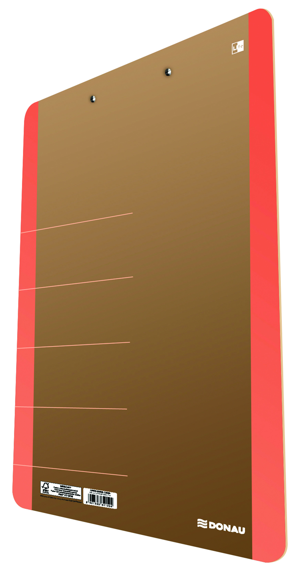 Clipboard Donau life, karton, A4, z klipsem, pomarańczowy