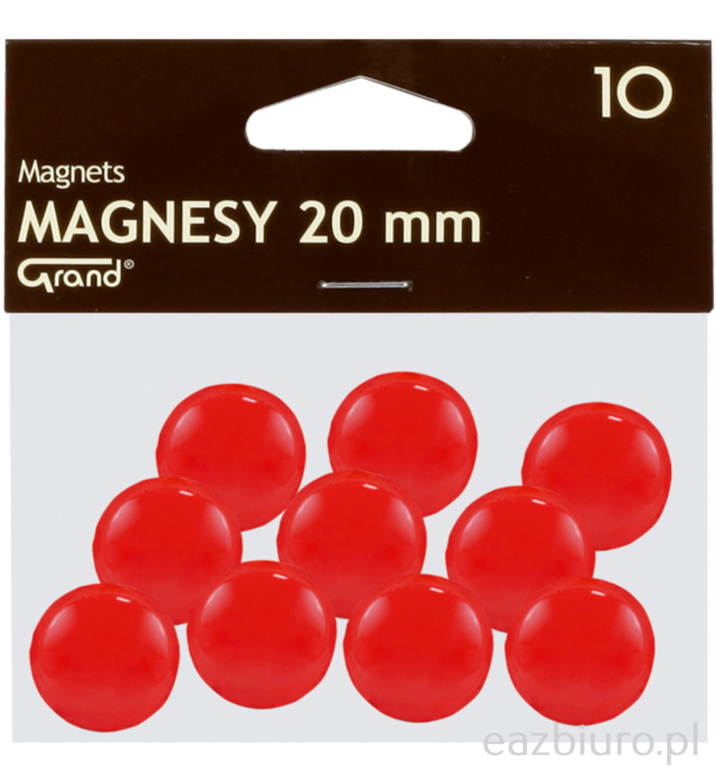 Magnes 20 mm Grand czerwony zestaw 10 sztuk | eazbiuro.pl | Kup już teraz!