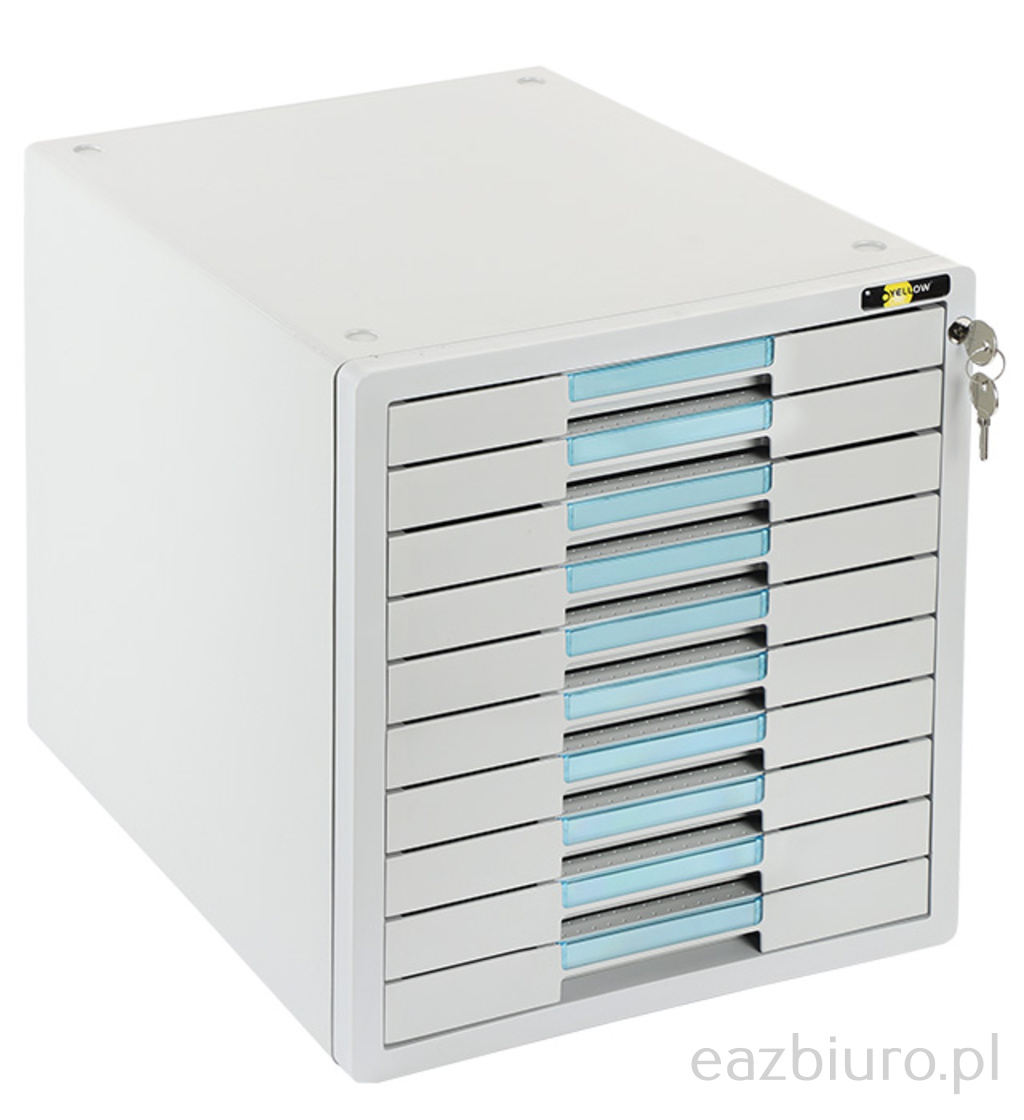 Szafka na dokumenty Yellow one yl-sp10gy Plastikowa 10 szuflad + zamek szaro-niebieska | eazbiuro.pl | Kup już teraz!