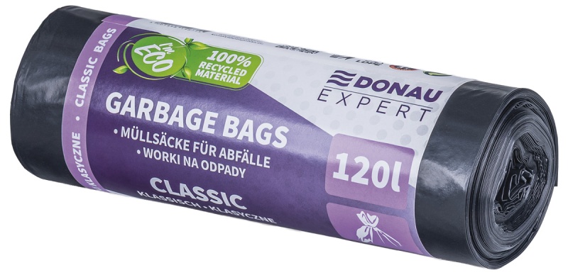 Worki na odpady DONAU EXPERT, klasyczne, LDPE, 120l, 10 szt., czarne