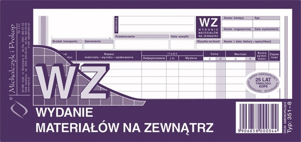 Druk wz wydanie materiałów na zewnątrz 1/3 A4 M&P | eazbiuro.pl | Kup bez wahania!