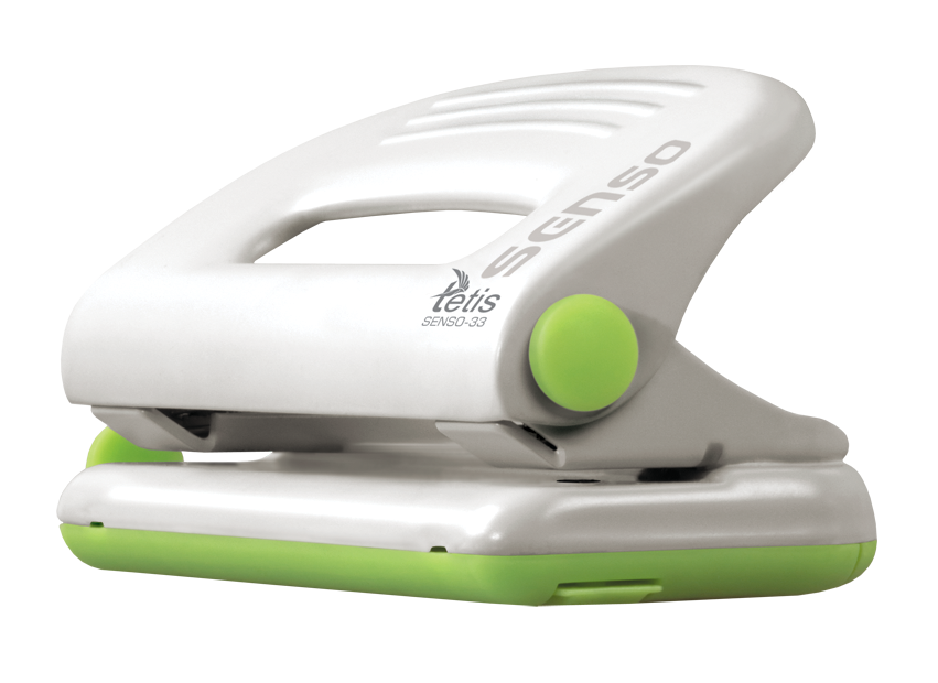 Dziurkacz senso metalowy 33 biało-zielony | eazbiuro.pl | Kup w sekundę!