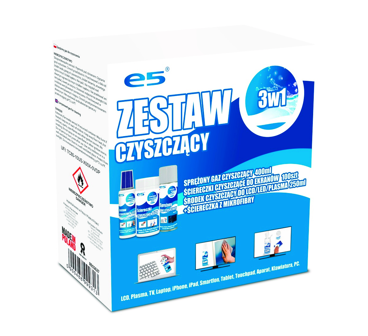 Zestaw czyszczący itseptic, chusteczki do lcd, sprężone powietrze, płyn ze ściereczką z mikrofibry