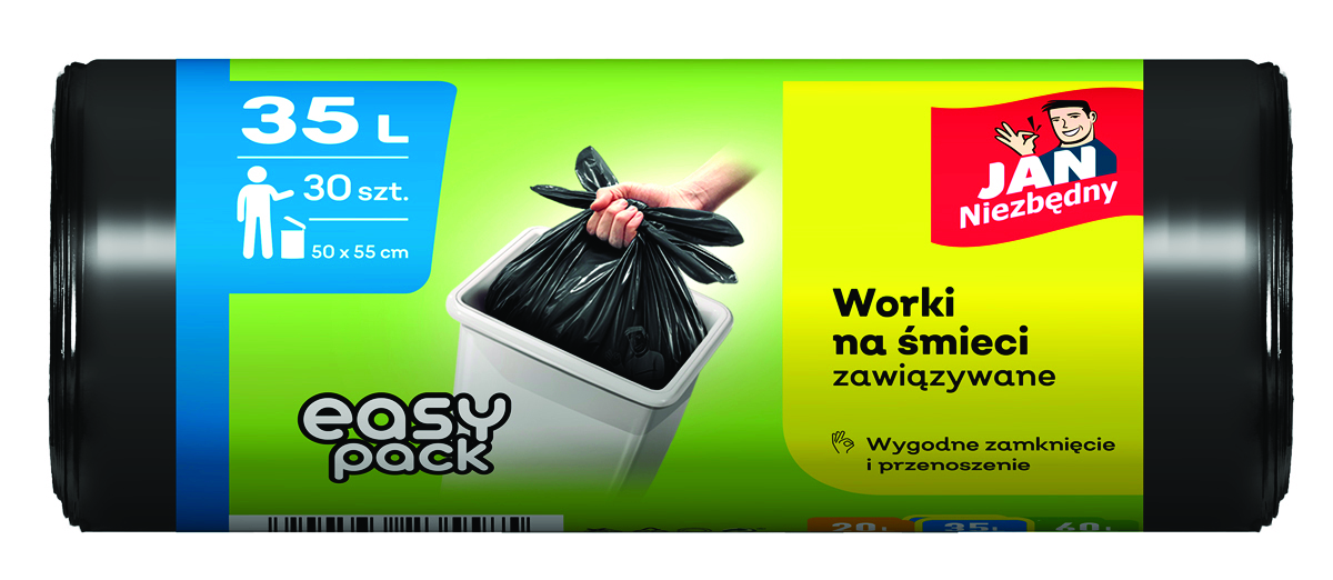 Worki na śmieci JAN NIEZBĘDNY HD Easy-Pack, 35l, 30szt., czarne