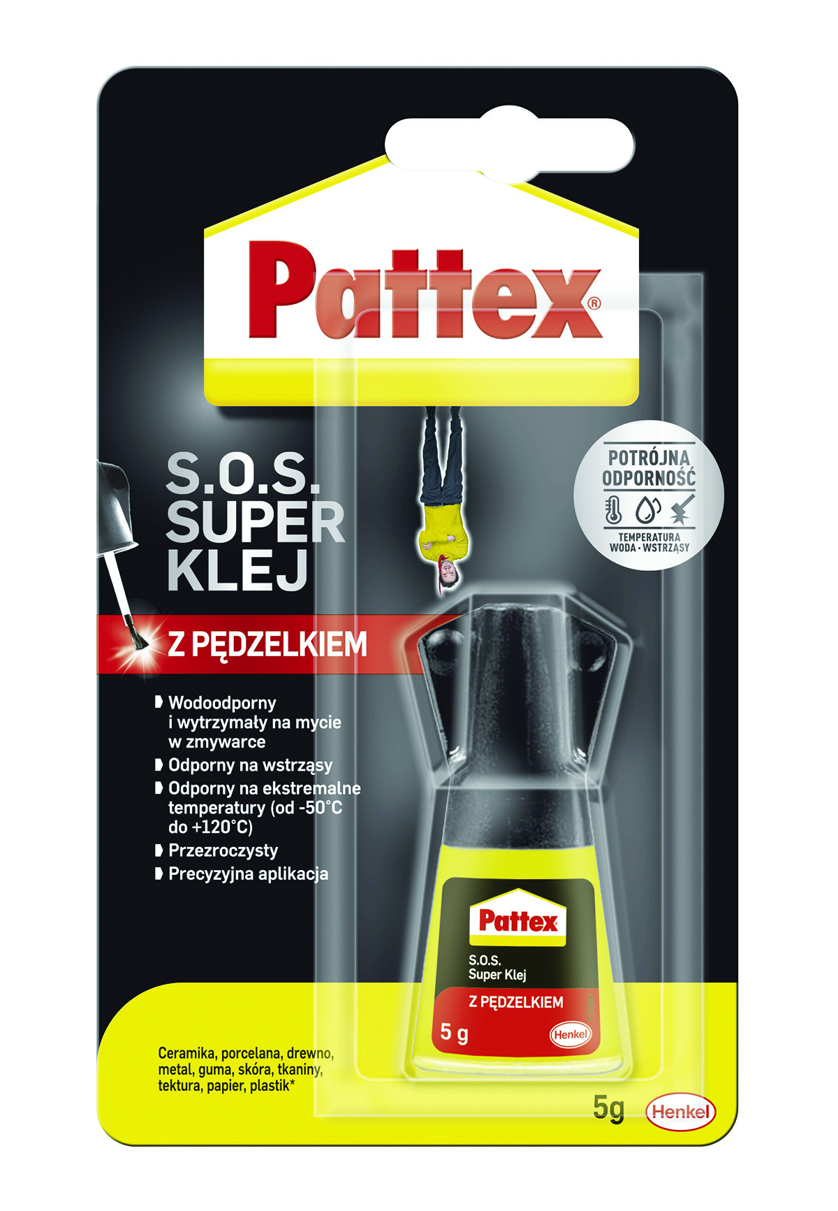 Klej z pędzelkiem super Pattex s.o.s., 5g