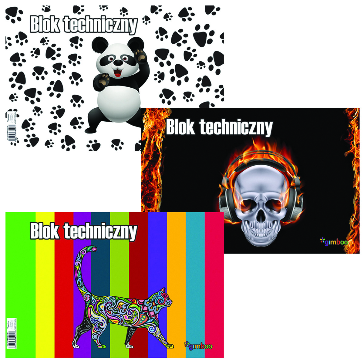 Blok techniczny Gimboo vip mix 2015, A3, 10 kart., 160gsm, biały, mix wzorów
