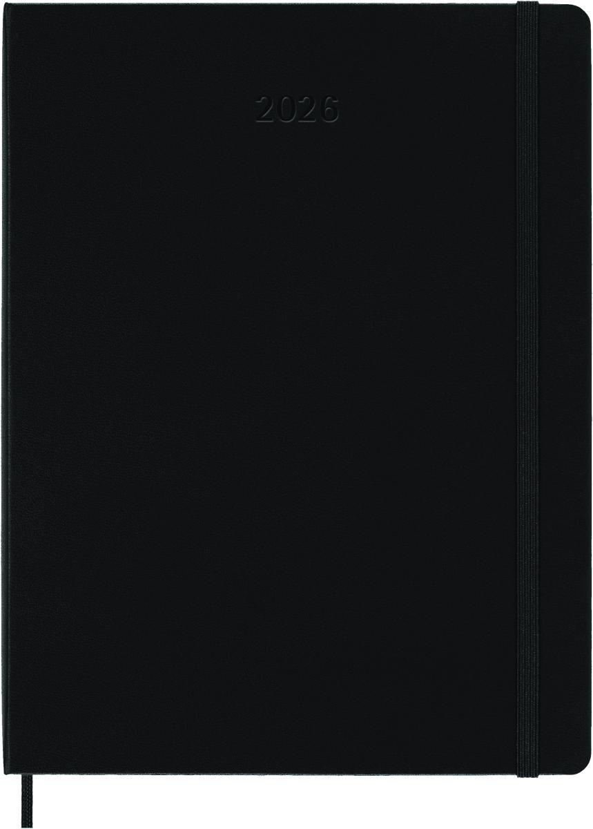 Kalendarz tygodniowy MOLESKINE 2026, 12M, XL, twarda oprawa, 19x25cm, czarny