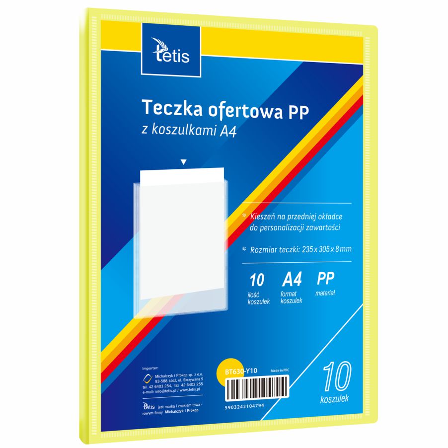 Teczka ofertowa A4 Tetis 8mm żółta