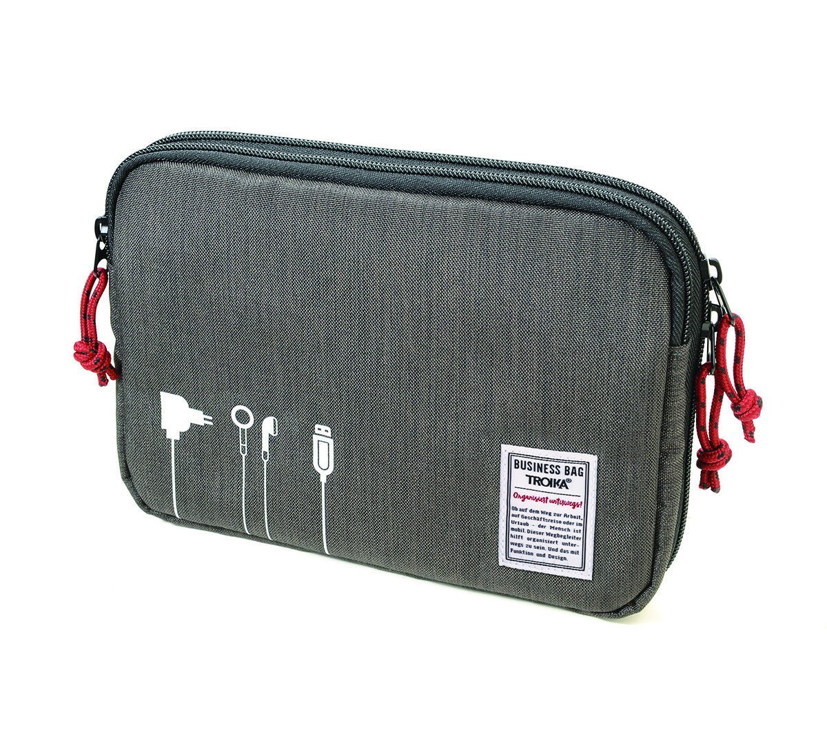 Organizer TROIKA Business Tech Pouch 2, na kable i akcesoria, szary Organizer TROIKA Business Tech Pouch 2, na kable i akcesoria, szary