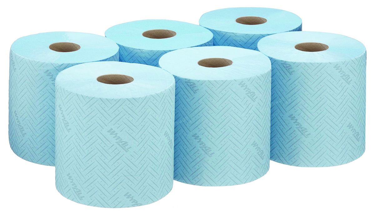 Ręcznik papierowy WYPALL L10 General Clean, centralne odwijanie, 1-warstwowy, 6 rolek x 500 listków, niebieski