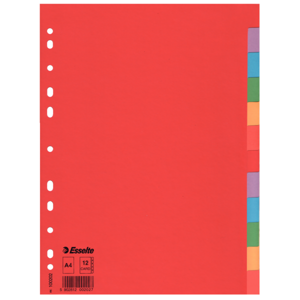 Przekładki Esselte z kolorowego kartonu, A4, wielobarwne | eazbiuro.pl | Zamów już dziś!