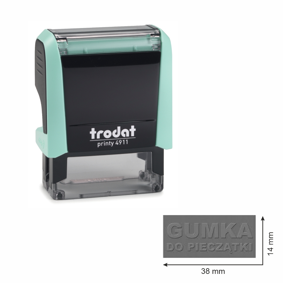 Trodat pieczątka 4911 obudowa pastelowa zielona 38 x 14 mm + wkładka tuszująca + gumka | eazbiuro.pl | Kup sprytnie!