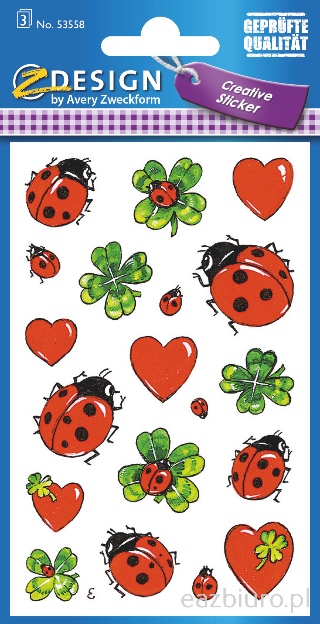 Naklejki - czterolistna koniczyna, biedronka avery z-design | eazbiuro.pl | Kup online!