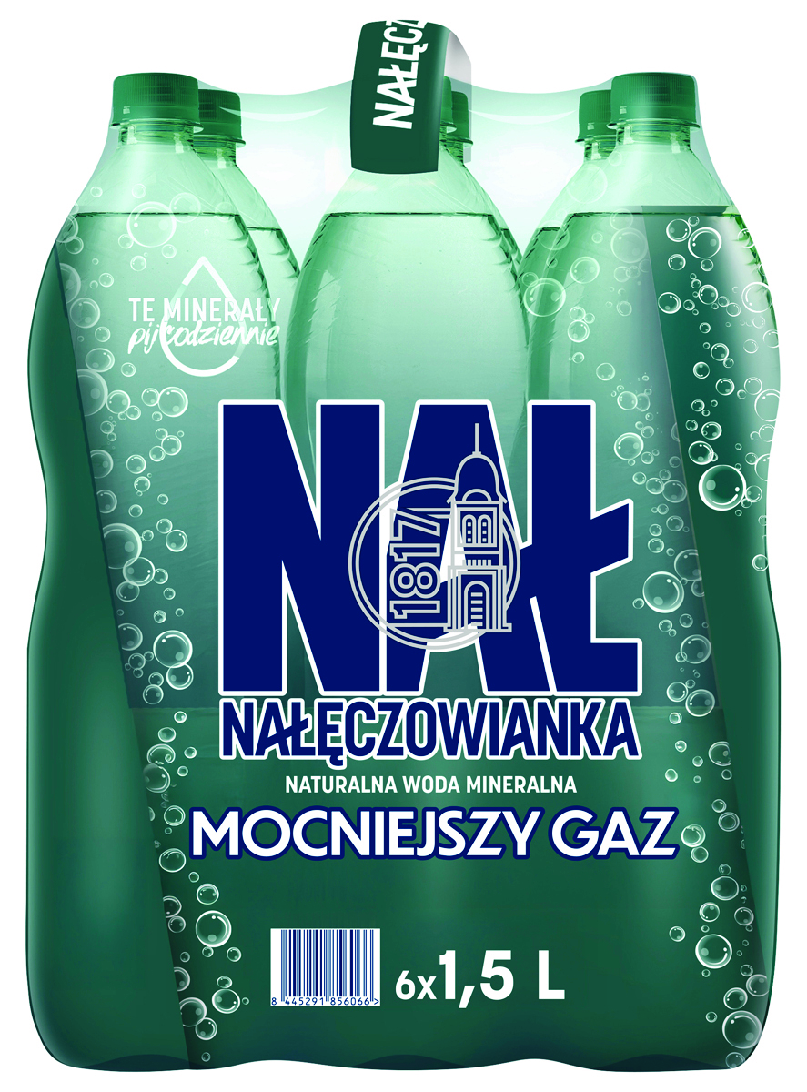 Woda mineralna NAŁĘCZOWIANKA, mocny gaz, 1,5l, kaucja