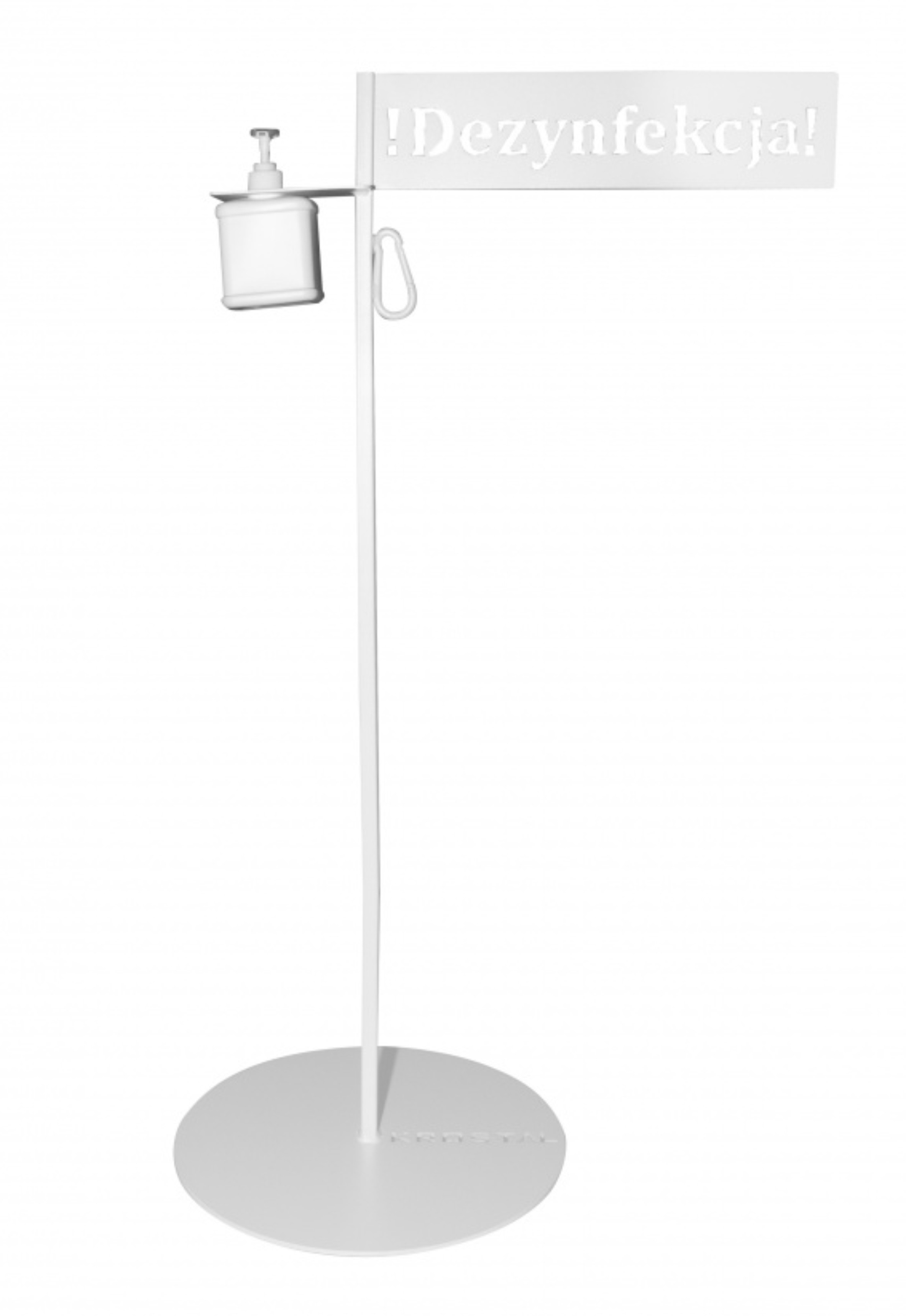 Stojak do dezynfekcji Office Products, z karabińczykiem i dozownikiem, biały