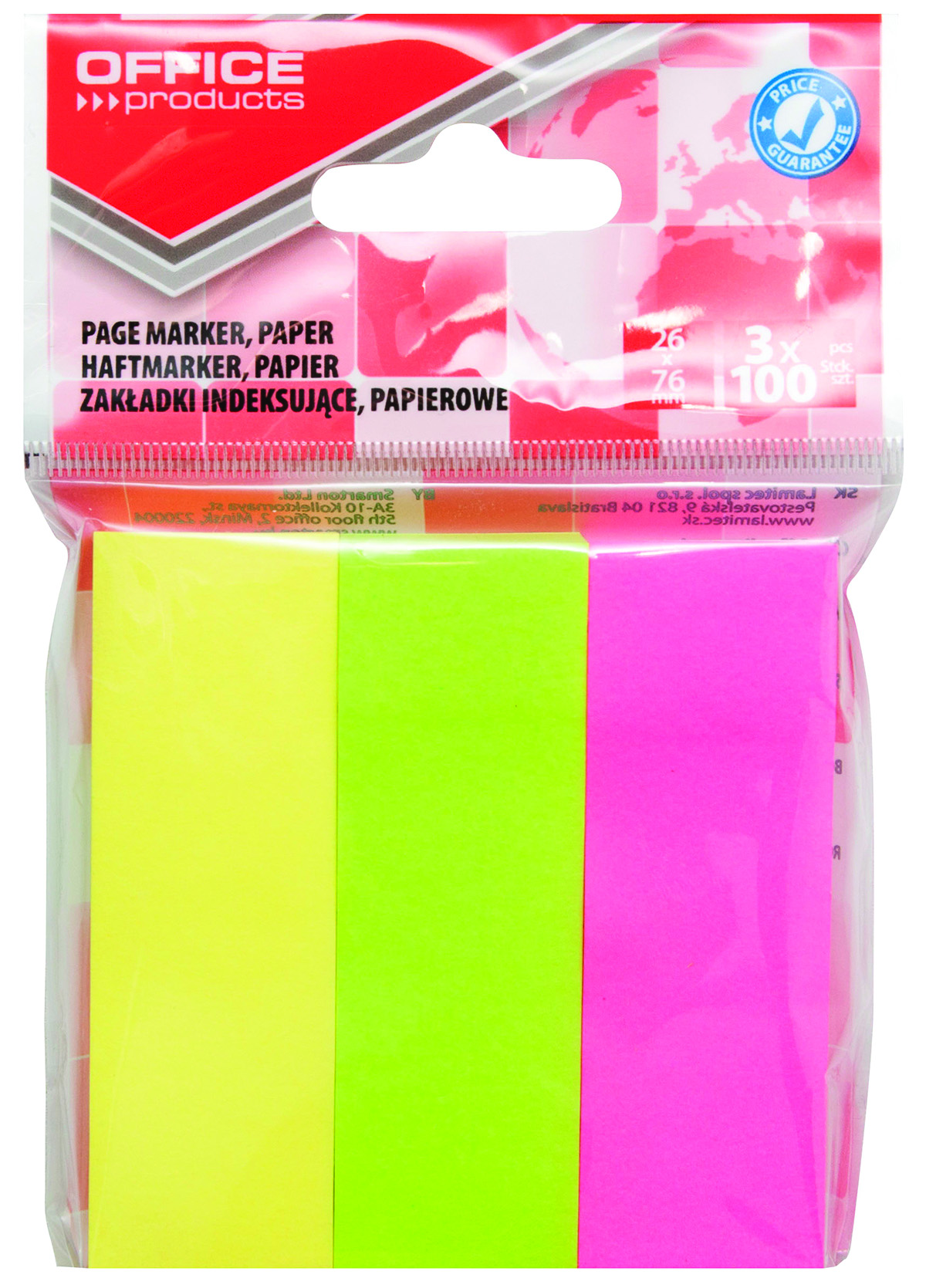 Zakładki indeksujące Office Products, papier, 26x76mm, 3x100 kart., zawieszka, mix kolorów Zakładki indeksujące Office Products, papier, 26x76mm, 3x100 kart., zawieszka, mix kolorów