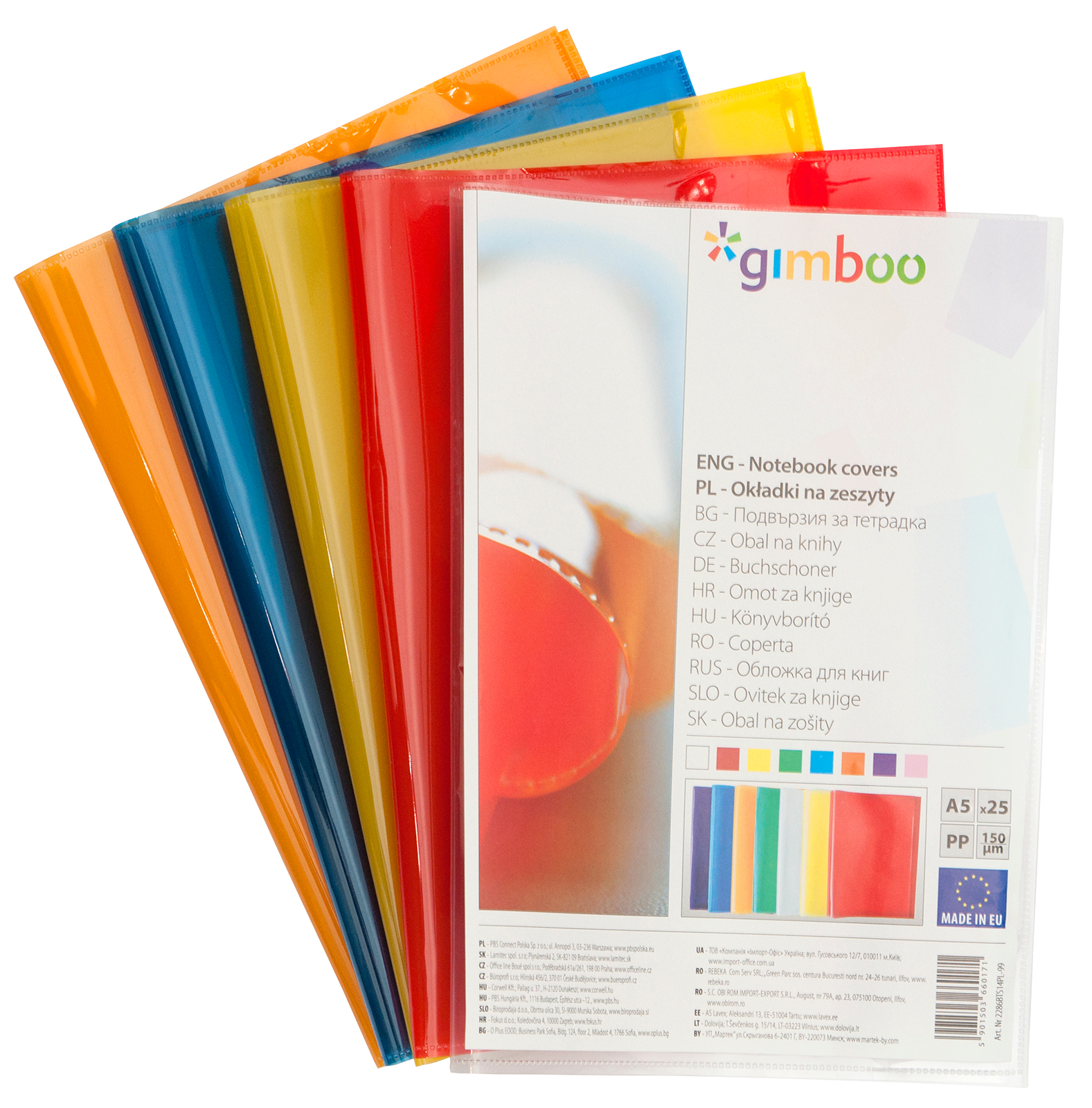 Okładka na zeszyt Gimboo, krystaliczna, A5, 150mikr., pomarańczowa | eazbiuro.pl | Kup teraz!