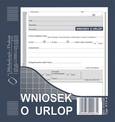 Druk wniosek o urlop M&P 2/3 A5 | eazbiuro.pl | Zamów szybko!