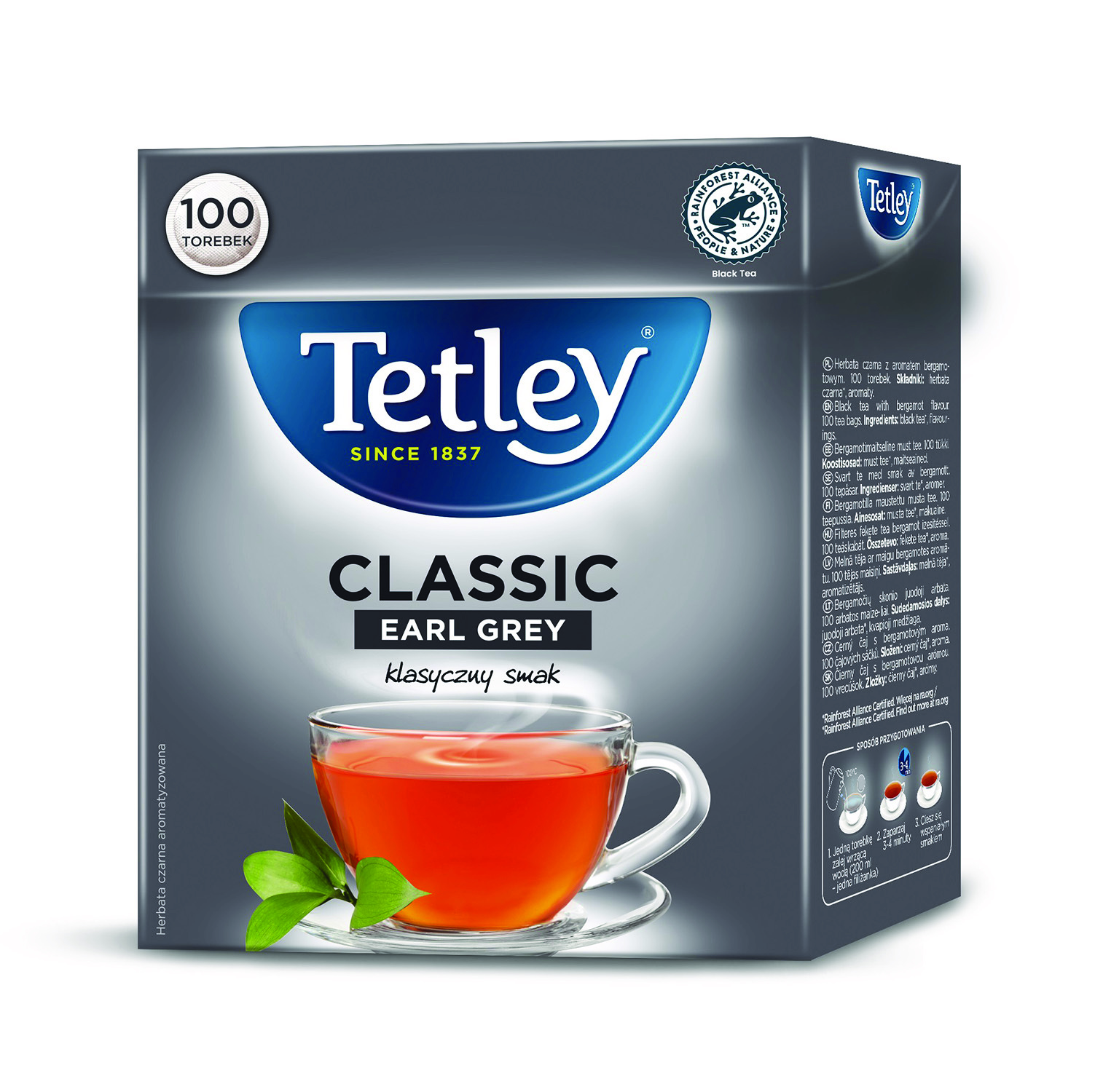 Herbata Tetley classic earl grey, 100 torebek