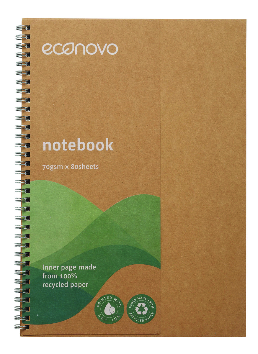Kołonotatnik ECONOVO, z recyklingu, A4, 80 kart., 70gsm, naturalny
