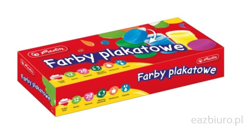 Farbki plakatowe 12 kolorów Herlitz | eazbiuro.pl | Kup pewnie!