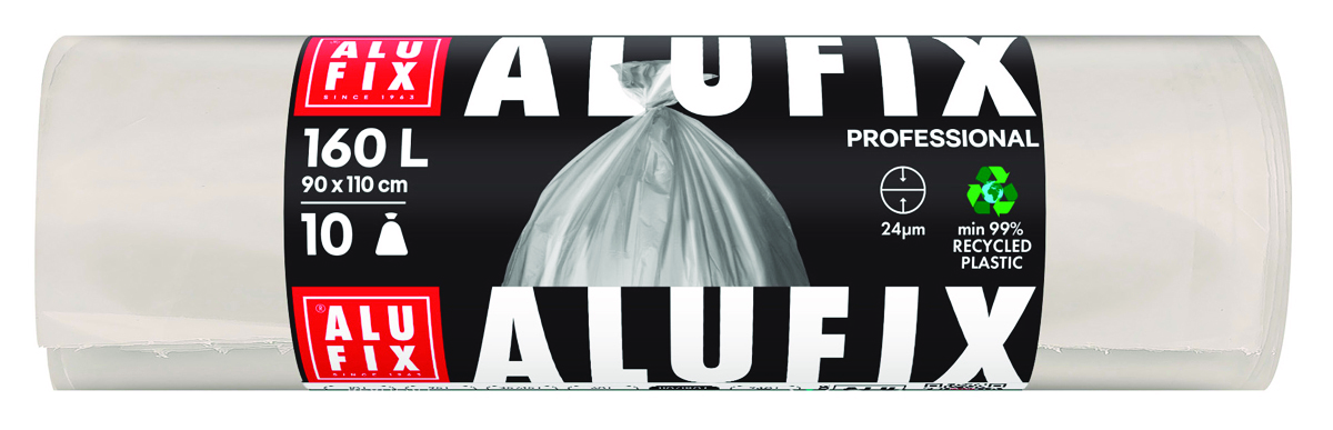 Worki na śmieci ALUFIX Professional, LDPE, 90x110cm, 24 µm, 160l, 10 szt., transparentne