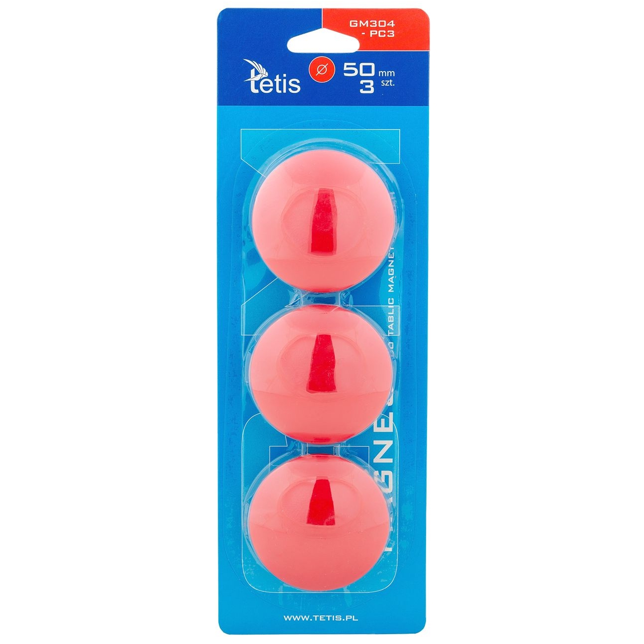 Magnesy Tetis gładkie czerwone 50 mm 3 sztuki | eazbiuro.pl | Kup od razu!