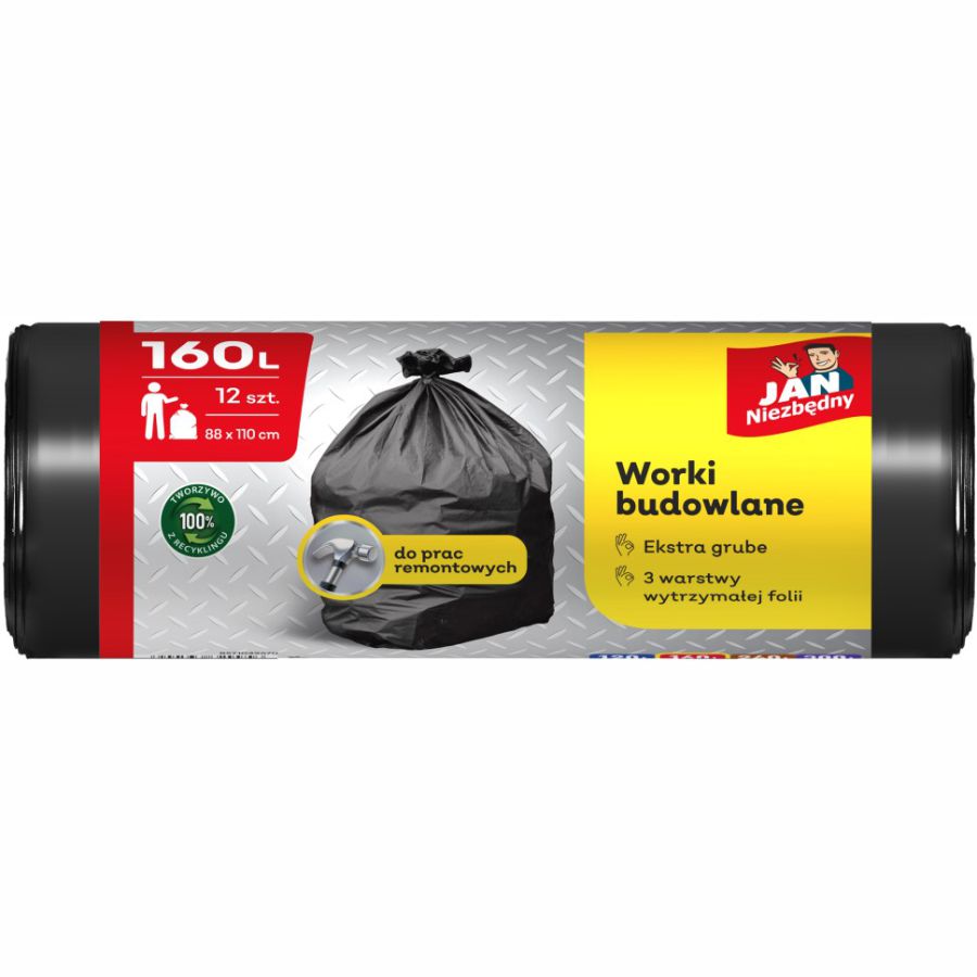 Worki ld budowlane czarne Jan Niezbędny 160l 12szt. Worki ld budowlane czarne Jan Niezbędny 160l 12szt.