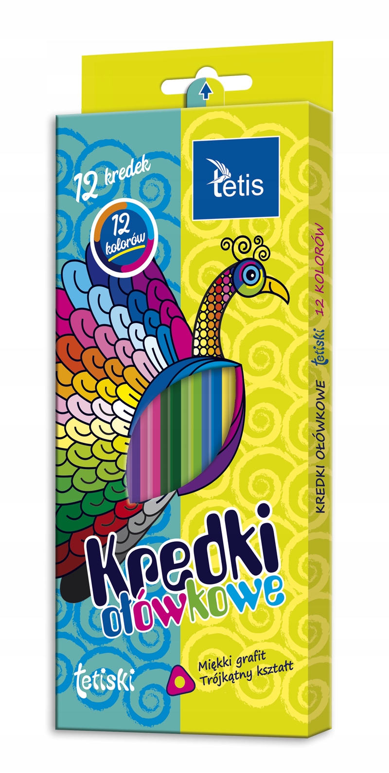 Kredki Tetiski 12 kolorów trójkątne | eazbiuro.pl | Zyskaj więcej!
