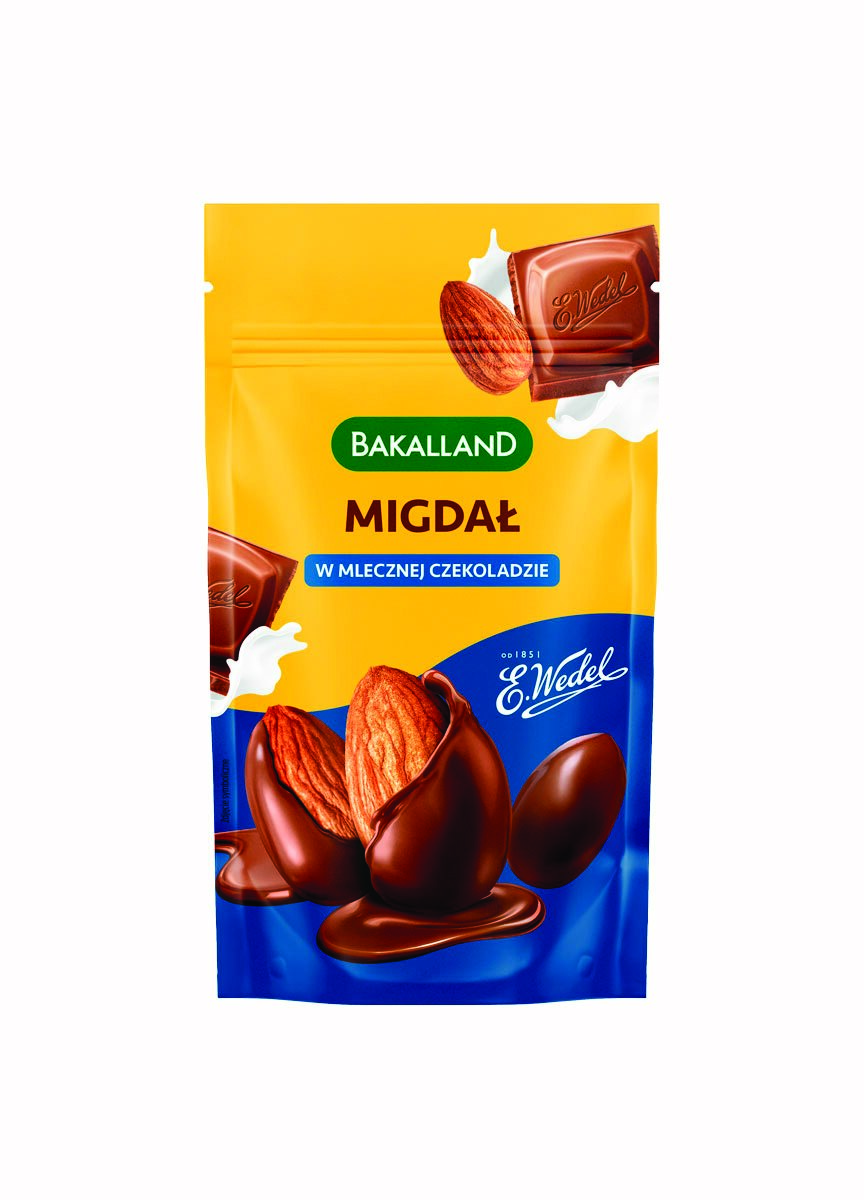Migdały w mlecznej czekoladzie, BAKALLAND, 75g