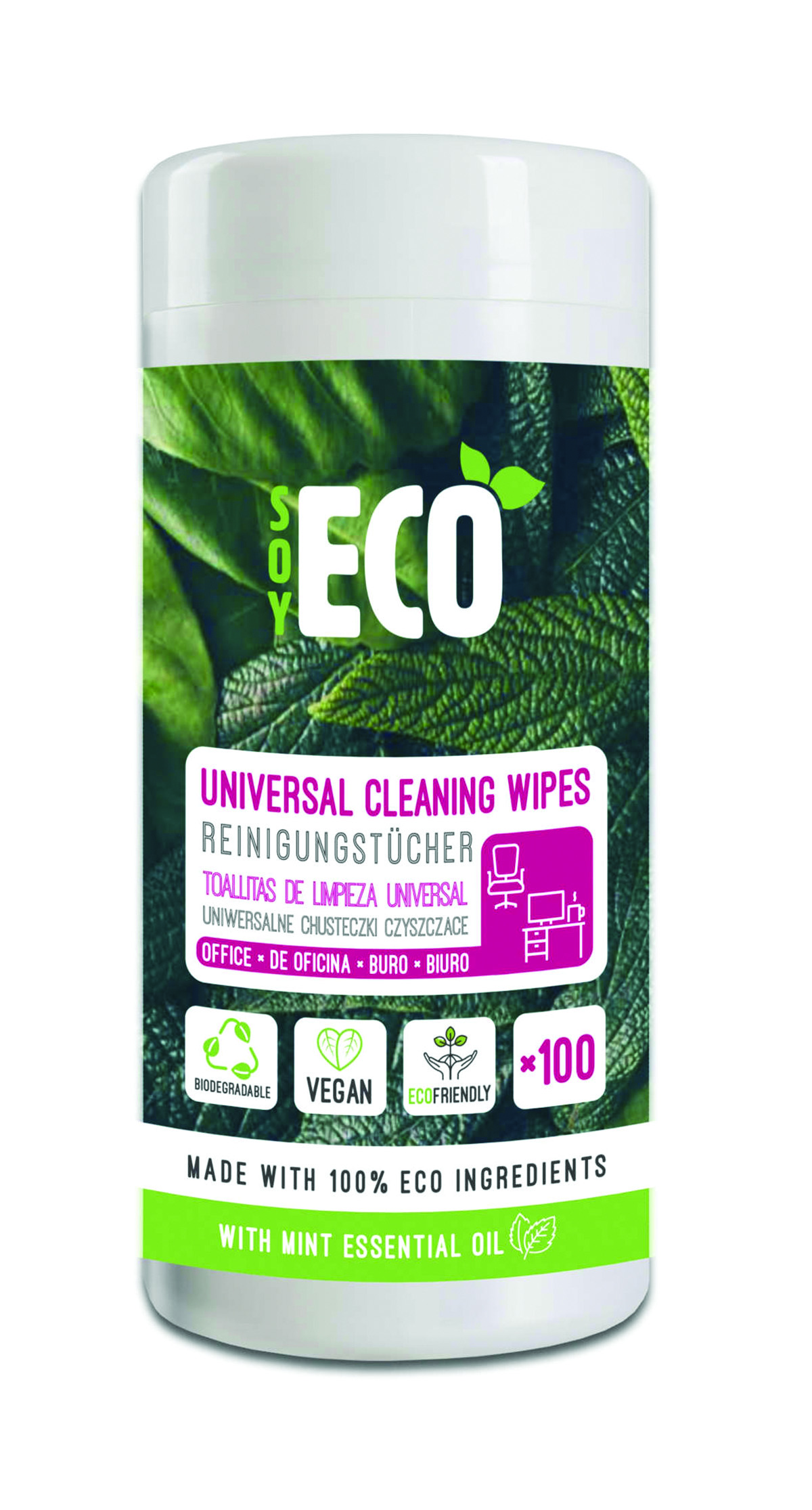 Ściereczki do czyszczenia biura soyeco, eco, wilgotne, duża tuba, 100 szt. Ściereczki do czyszczenia biura soyeco, eco, wilgotne, duża tuba, 100 szt.