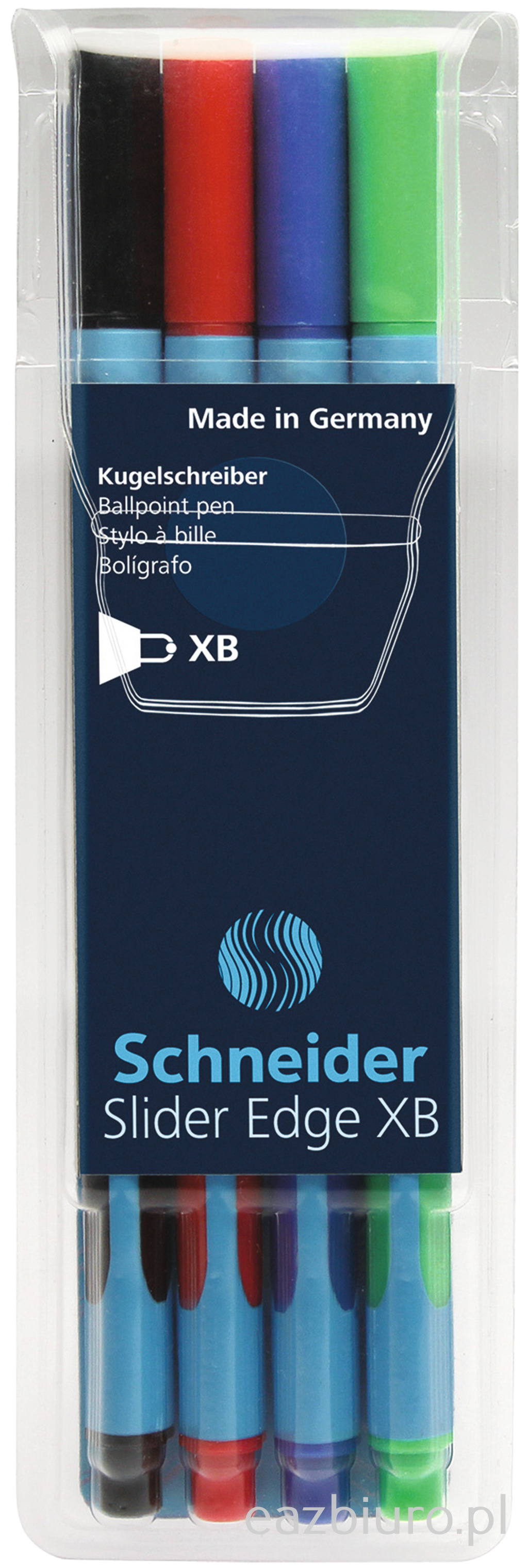 Zestaw długopisów w etui Schneider slider edge, xb, 4 szt., miks kolorów