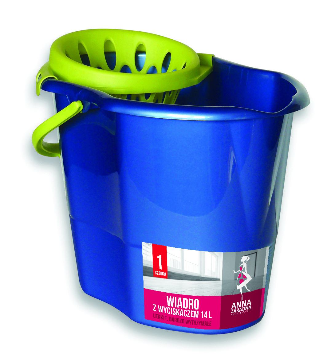 Wiadro Anna Zaradna, z wyciskaczem premium, 14 l, niebieskie, 1 szt., mix