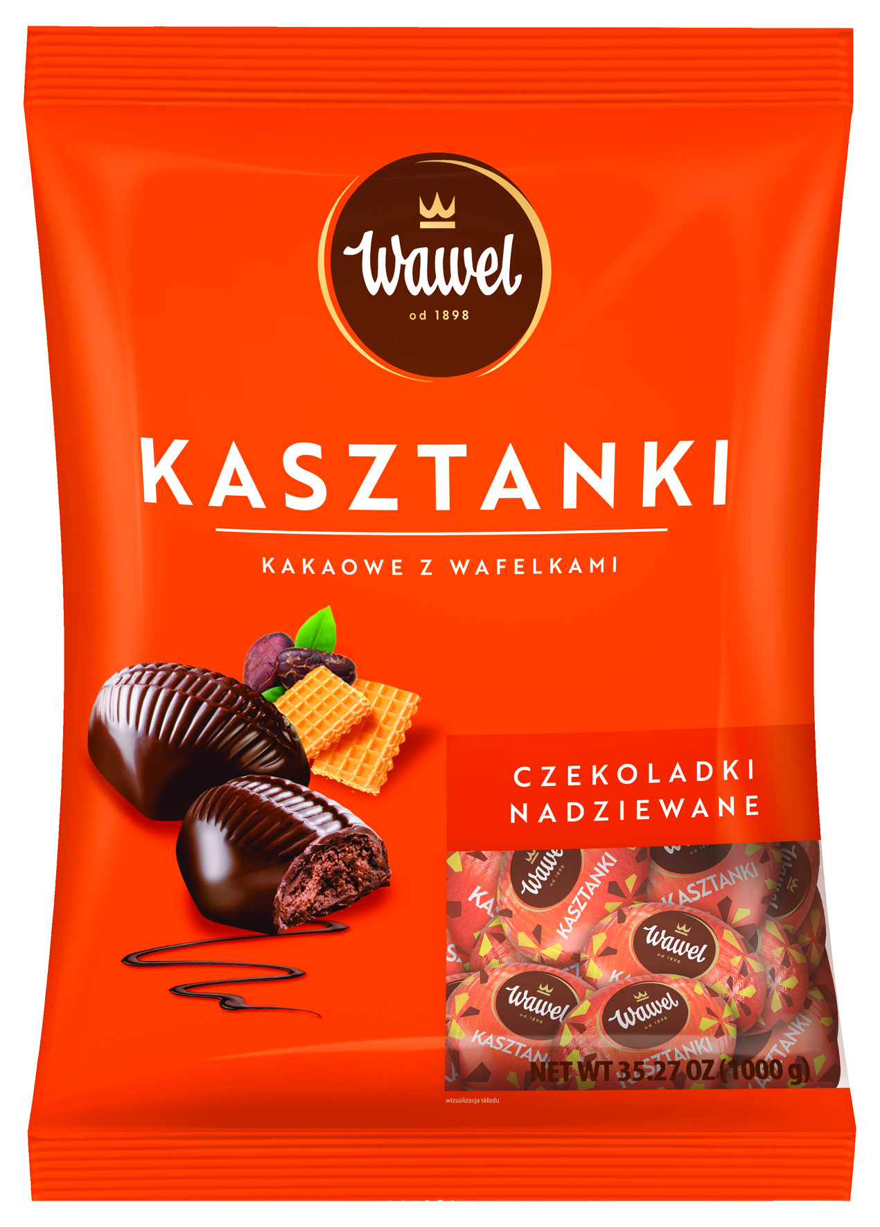 Cukierki kasztanki Wawel, kakaowe z wafelkami, 1kg