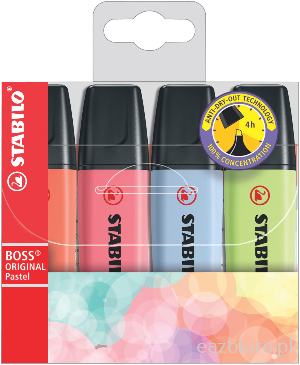 Zakreślacze Stabilo boss pastel 4 sztuki etui nowe kolory | eazbiuro.pl | Odbierz szybko!