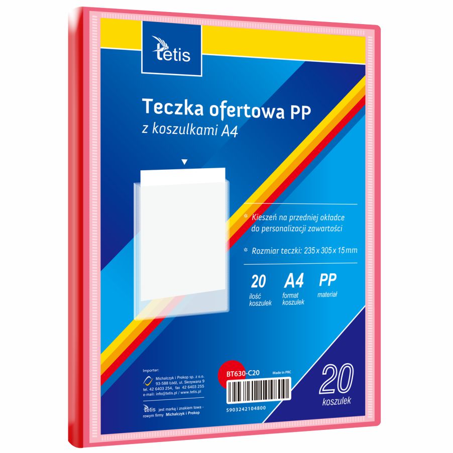 Teczka ofertowa A4 Tetis 15mm czerwona