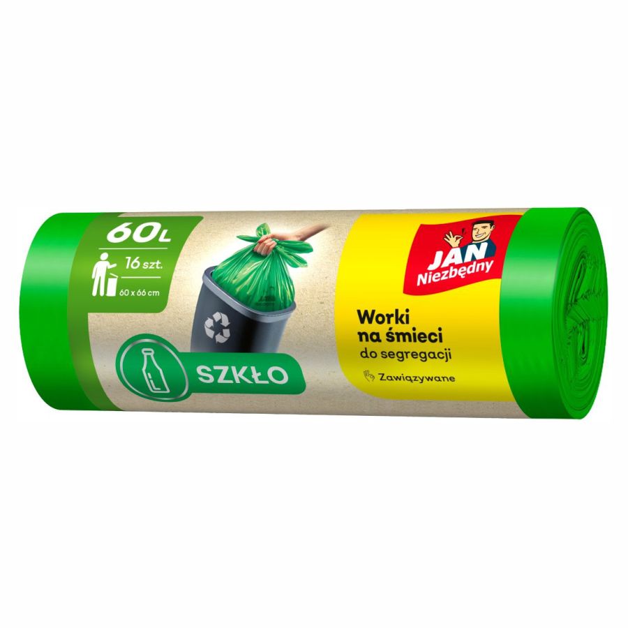 Worki na śmieci - szkło, easy-pack zielone Jan Niezbędny 60l 16 szt. Worki na śmieci - szkło, easy-pack zielone Jan Niezbędny 60l 16 szt.