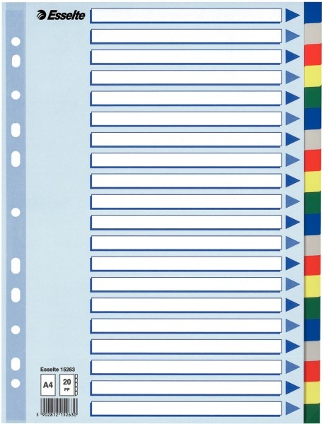 Przekładki Esselte z pp, A4 kolor wielobarwny | eazbiuro.pl | Zamów bez zwłoki!