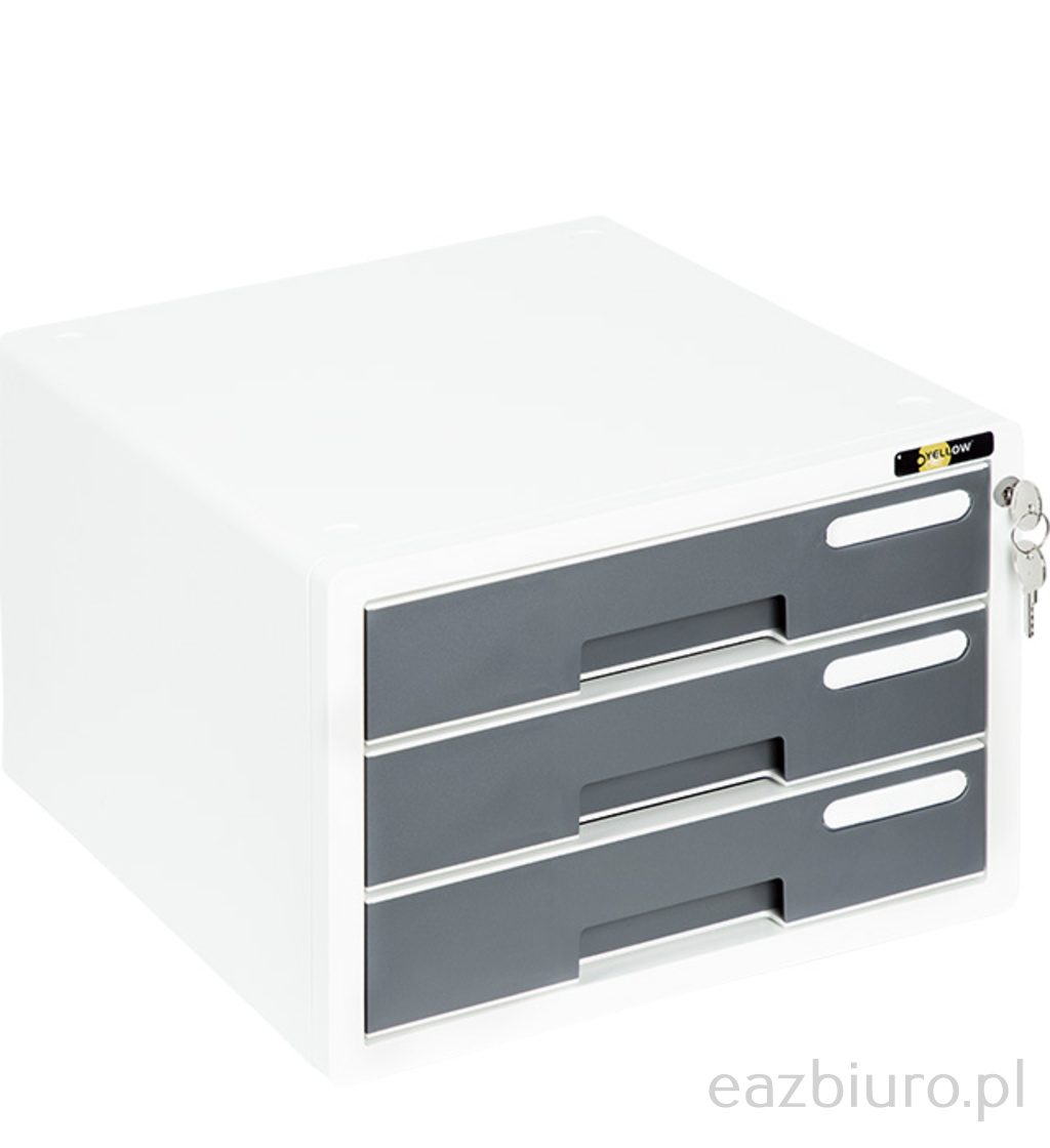 Szafka na dokumenty Yellow one yl-sp03 Plastikowa - 3 szuflady + zamek, szary | eazbiuro.pl | Zamów rozsądnie!