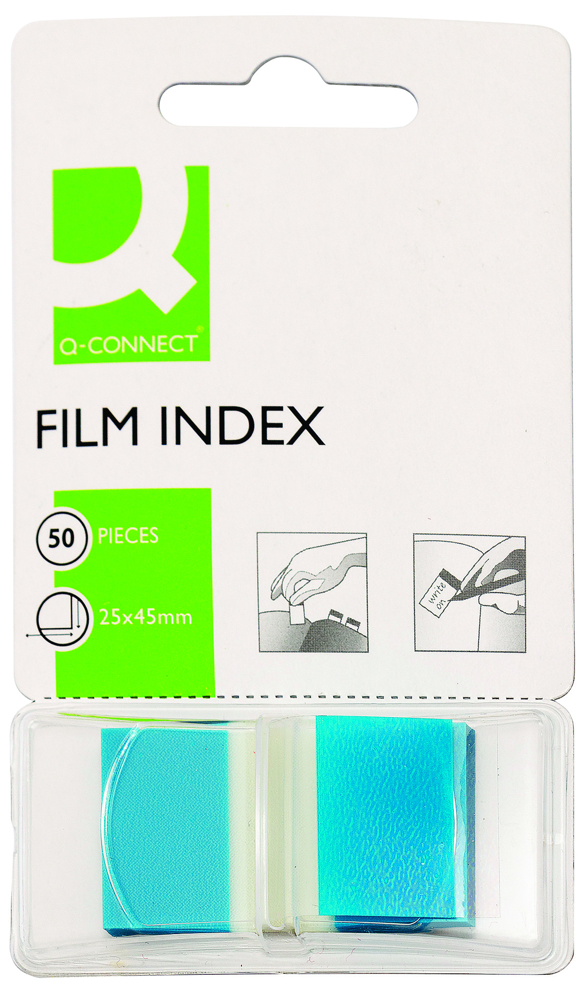 Zakładki indeksujące Q-Connect, pp, 25,4x43,7mm, 50 kartek, niebieskie