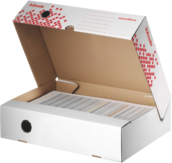 Pudło Esselte speedbox 80 mm, otwierane od szerszej strony kolor biały
