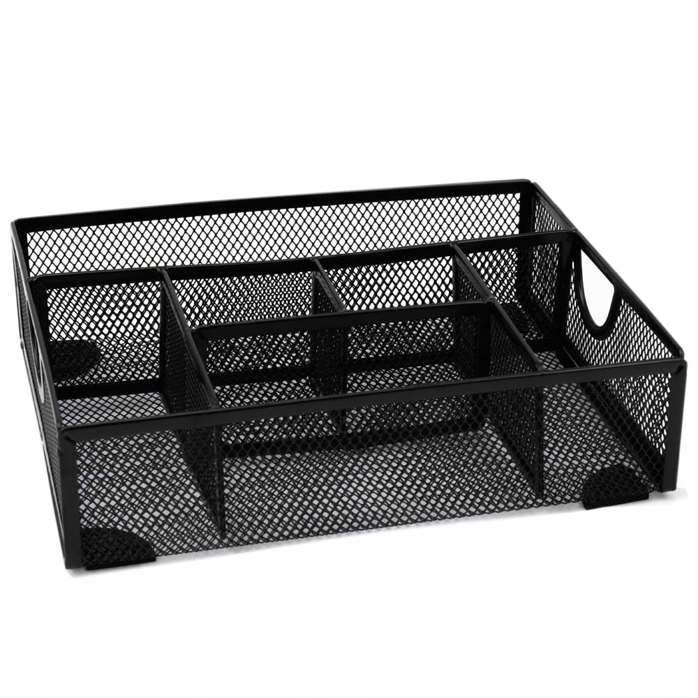 Organizer na biurko Q-Connect office set, metalowy, boczny, 6 komór, czarny | eazbiuro.pl | Weź zanim zniknie!