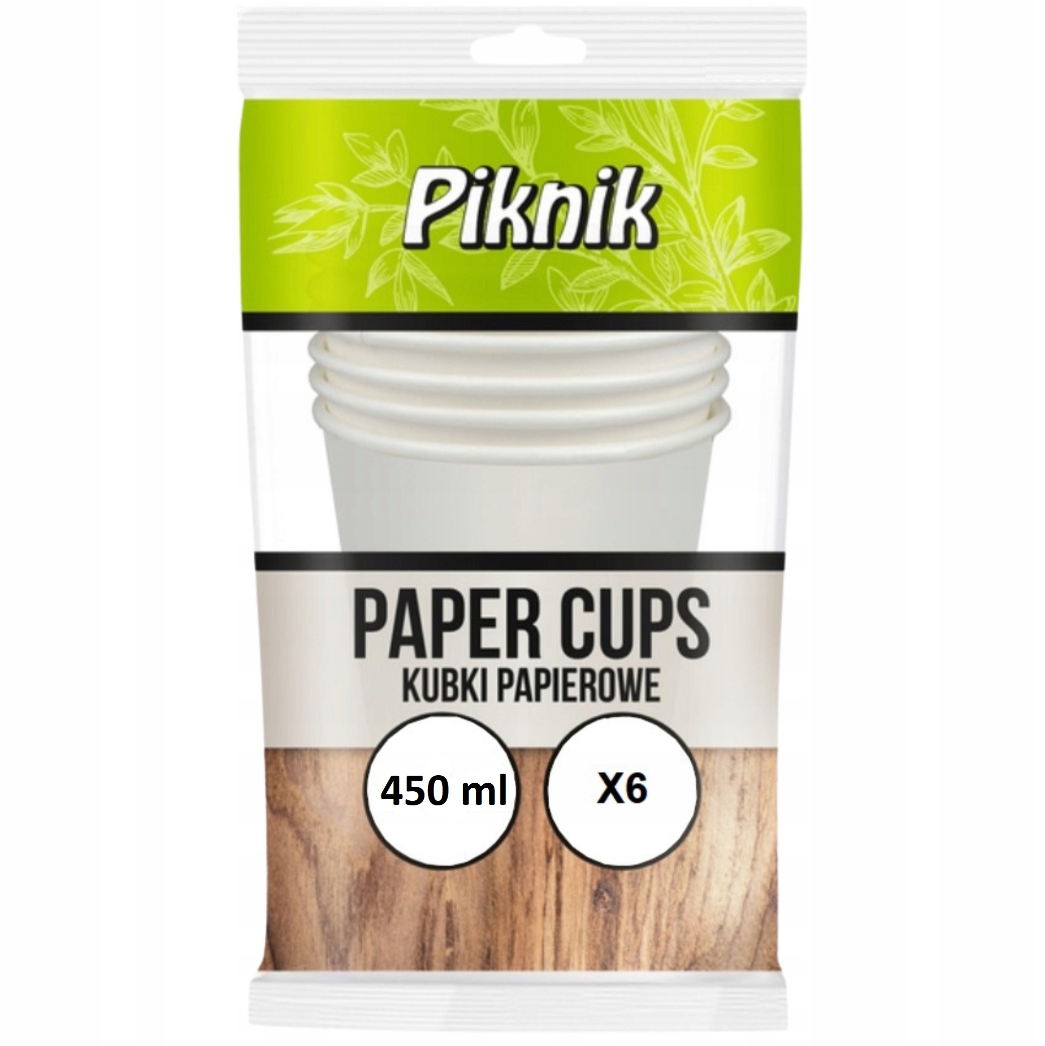 Kubek papierowy biały 450ml Piknik 6 szt. SUP