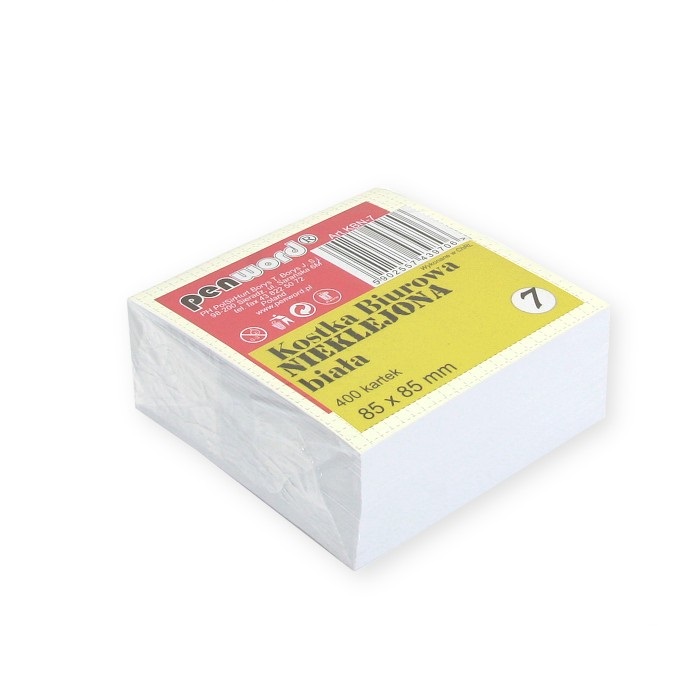 Kostka biurowa biała nieklejona 85x85x35 400k.